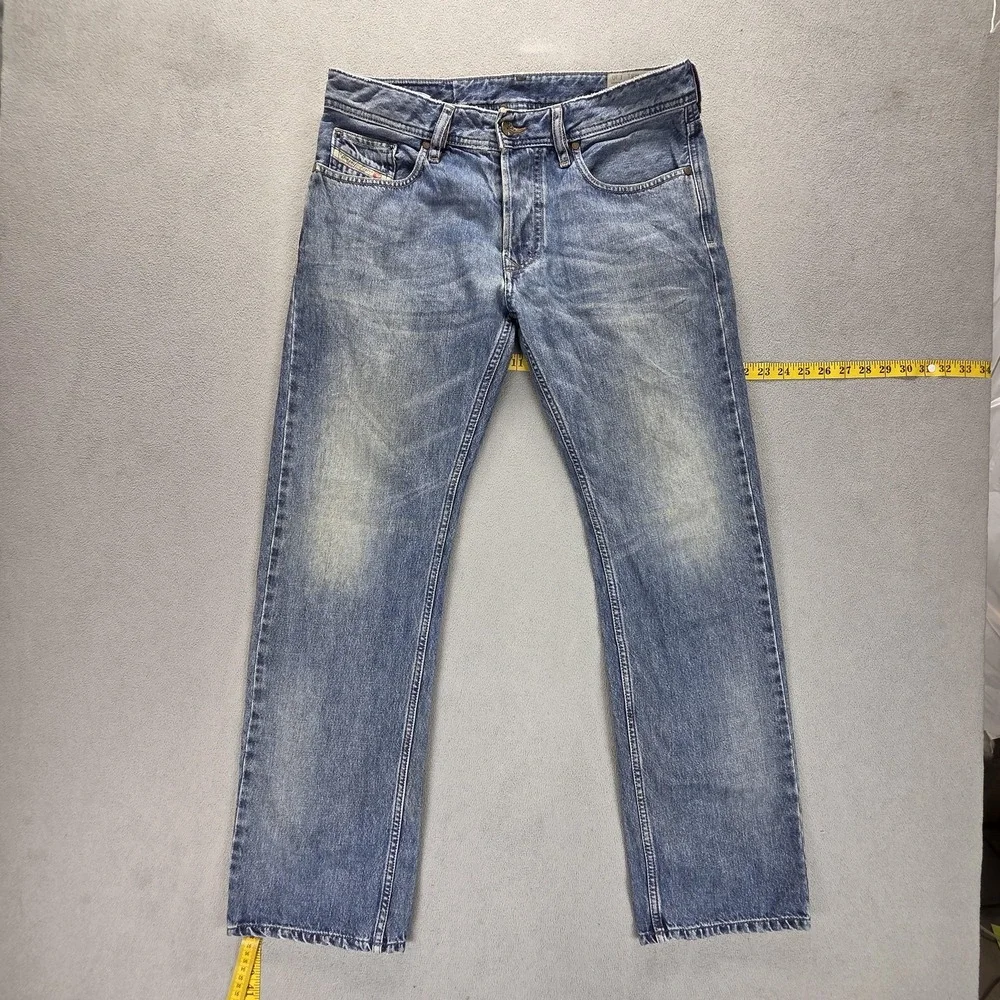 Diesel Jeans Mens 31x30 Blue Larkee Regular Straight Distressed Button Fly 0800Z